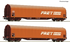 Roco 6600161 - H0 - 2-tlg. Set Schiebeplanenwagen FRET, SNCF, Ep. IV-V